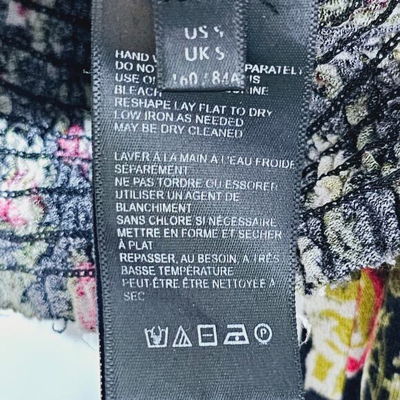 Urban Outfitters Top Cropped Smocked Long Sleeve Floral Boho V-neck Women's Sz S - Picture 5 of 6